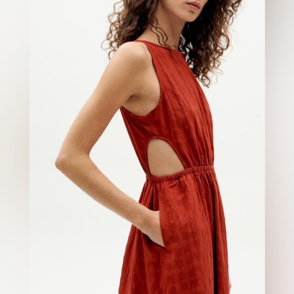 THINKING MU Dress Kin Checkered Red XS - Picture 4 of 14